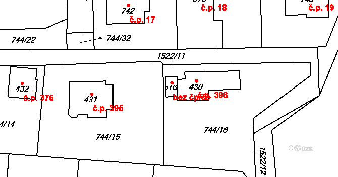 Hanušovice 43182810 na parcele st. 1112 v KÚ Hanušovice, Katastrální mapa
