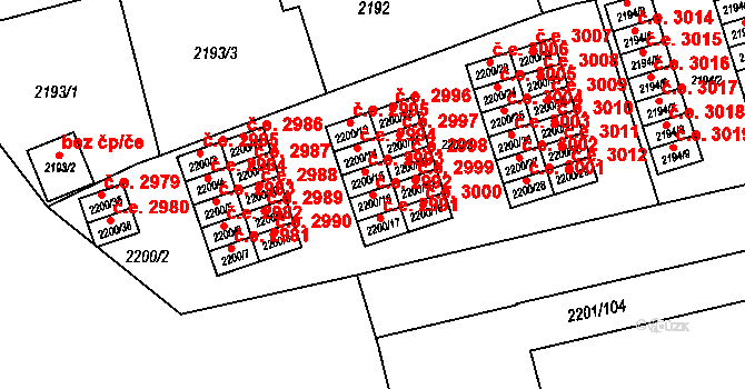 Prostřední Suchá 2992, Havířov na parcele st. 2200/16 v KÚ Prostřední Suchá, Katastrální mapa