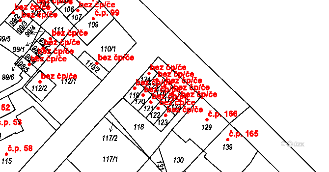 Bystřany 45103810 na parcele st. 126 v KÚ Bystřany, Katastrální mapa