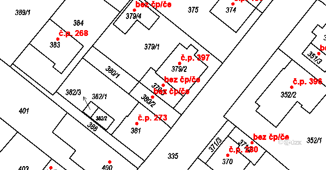 Teplice 48442810 na parcele st. 379/3 v KÚ Sobědruhy, Katastrální mapa