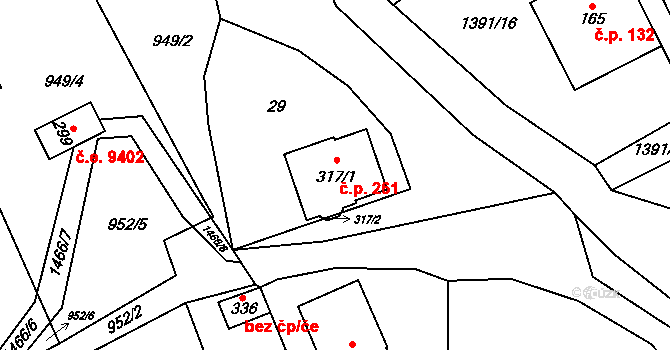 Horní Libchavy 261, Libchavy na parcele st. 317/1 v KÚ Horní Libchavy, Katastrální mapa