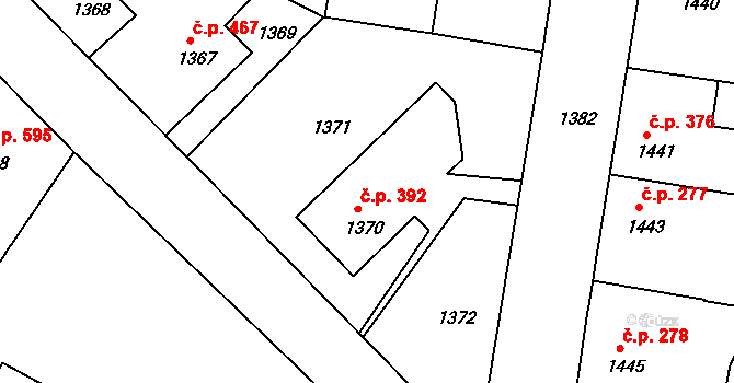 Veselí nad Lužnicí II 392, Veselí nad Lužnicí na parcele st. 1370 v KÚ Veselí nad Lužnicí, Katastrální mapa