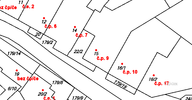 Sklená Huť 9, Přívětice na parcele st. 15 v KÚ Sklená Huť, Katastrální mapa