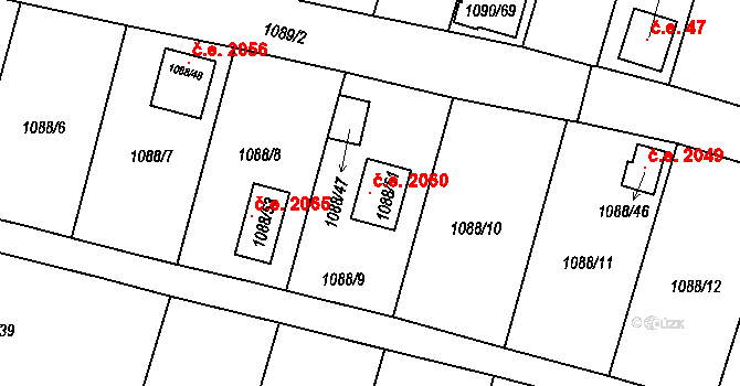 Dobšice 2060 na parcele st. 1088/51 v KÚ Dobšice u Znojma, Katastrální mapa