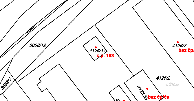 Karlov 188, Kutná Hora na parcele st. 4126/14 v KÚ Kutná Hora, Katastrální mapa
