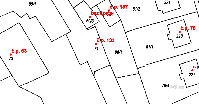 Olešnice 133 na parcele st. 71 v KÚ Olešnice u Trhových Svinů, Katastrální mapa