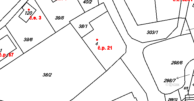 Zborná 21, Jihlava na parcele st. 4 v KÚ Zborná, Katastrální mapa