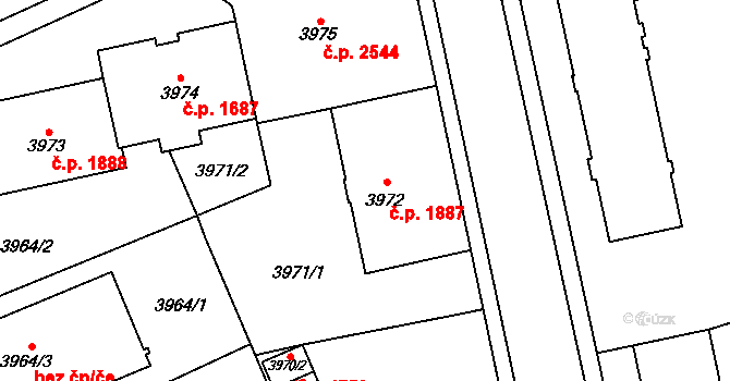Jihlava 1887 na parcele st. 3972 v KÚ Jihlava, Katastrální mapa