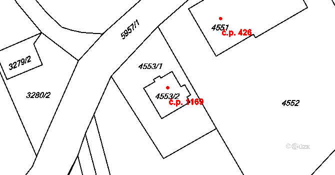 Bystřice 1169 na parcele st. 4553/2 v KÚ Bystřice nad Olší, Katastrální mapa