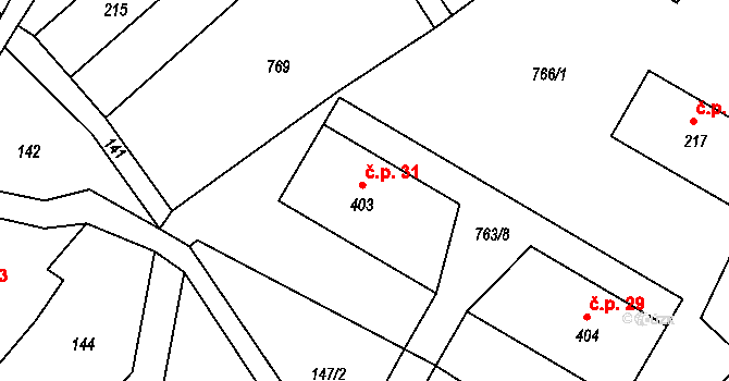 Heřmanice v Podještědí 31, Jablonné v Podještědí na parcele st. 403 v KÚ Heřmanice v Podještědí, Katastrální mapa