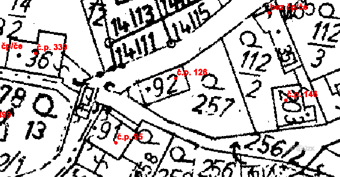 Markvartice 126, Jablonné v Podještědí na parcele st. 92 v KÚ Markvartice v Podještědí, Katastrální mapa