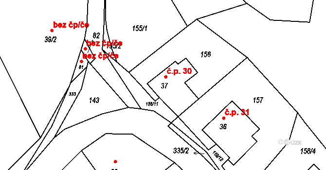 Drnov 30, Žižice na parcele st. 37 v KÚ Drnov, Katastrální mapa