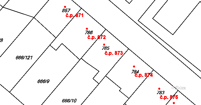 Veselí nad Moravou 873 na parcele st. 785 v KÚ Veselí-Předměstí, Katastrální mapa