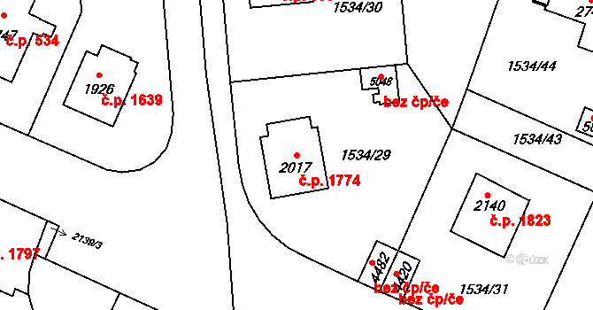 Šumperk 1774 na parcele st. 2017 v KÚ Šumperk, Katastrální mapa