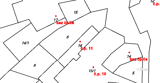 Kačerov 11, Loket na parcele st. 16 v KÚ Kačerov, Katastrální mapa
