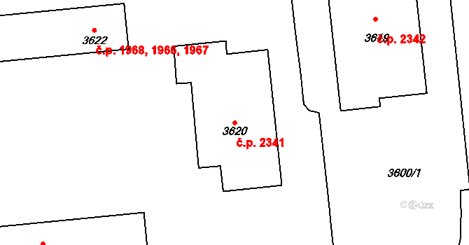 Kročehlavy 2341, Kladno na parcele st. 3620 v KÚ Kročehlavy, Katastrální mapa