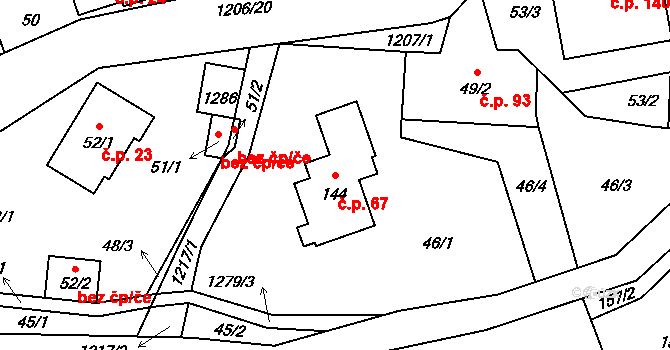 Dolní Štěpanice 67, Benecko na parcele st. 144 v KÚ Dolní Štěpanice, Katastrální mapa