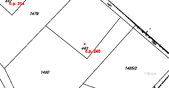 Písek 240 na parcele st. 443 v KÚ Písek u Jablunkova, Katastrální mapa