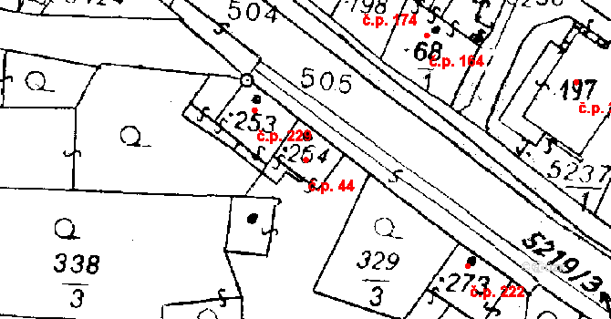 Černošín 44 na parcele st. 264 v KÚ Černošín, Katastrální mapa