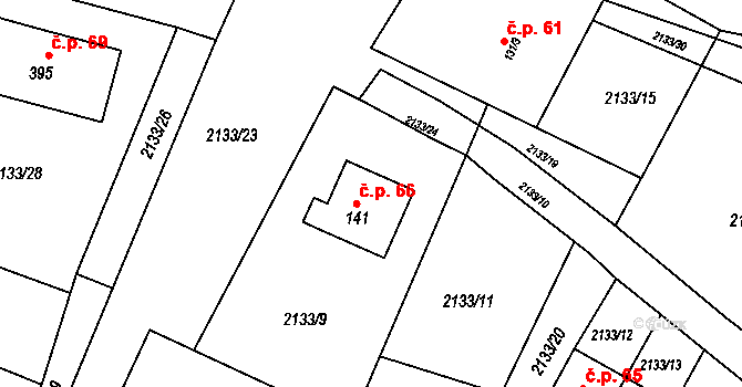 Kočov 66 na parcele st. 141 v KÚ Kočov, Katastrální mapa