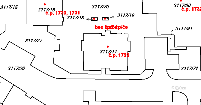 Tachov 1729 na parcele st. 3117/17 v KÚ Tachov, Katastrální mapa