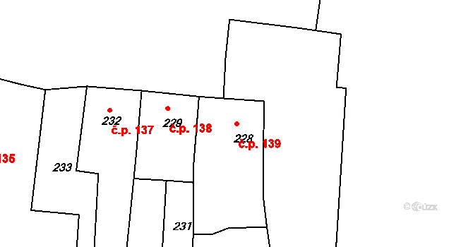 Mimoň III 139, Mimoň na parcele st. 228 v KÚ Mimoň, Katastrální mapa