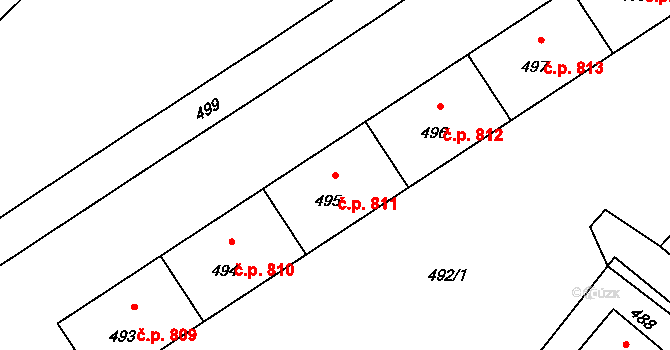 Lutyně 811, Orlová na parcele st. 495 v KÚ Horní Lutyně, Katastrální mapa
