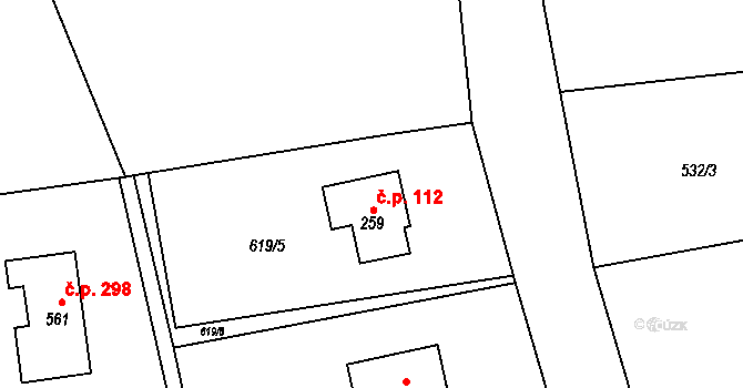 Žichlínek 112 na parcele st. 259 v KÚ Žichlínek, Katastrální mapa