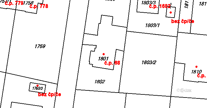 Petřvald 68 na parcele st. 1801 v KÚ Petřvald u Karviné, Katastrální mapa
