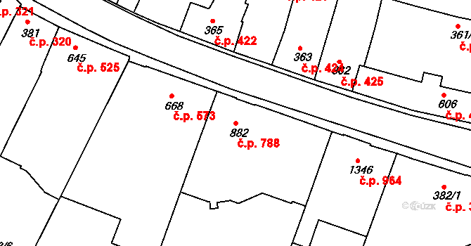 Lysá nad Labem 788 na parcele st. 882 v KÚ Lysá nad Labem, Katastrální mapa
