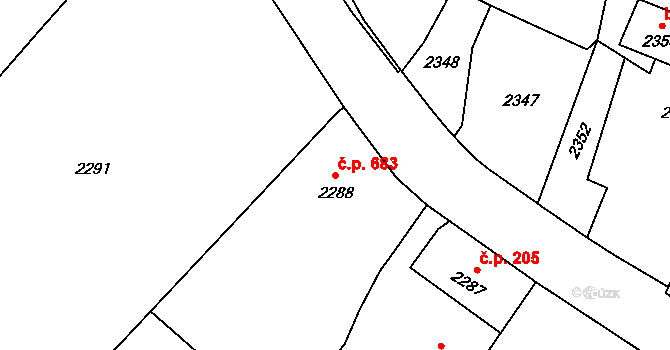 Skřečoň 683, Bohumín na parcele st. 2288 v KÚ Skřečoň, Katastrální mapa