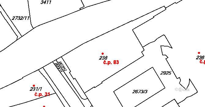 Chrudim IV 83, Chrudim na parcele st. 238 v KÚ Chrudim, Katastrální mapa