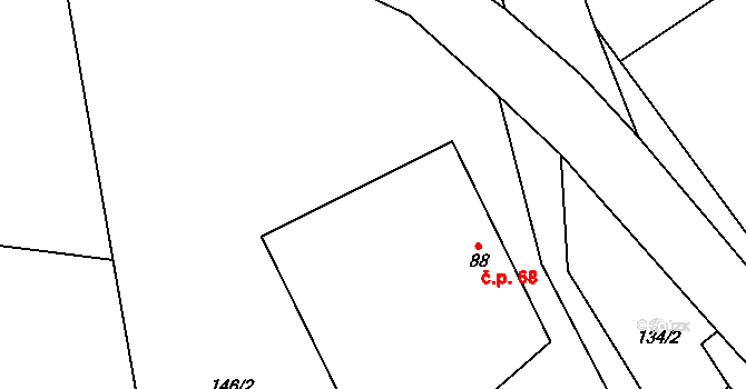Kulířov 68 na parcele st. 88 v KÚ Kulířov, Katastrální mapa