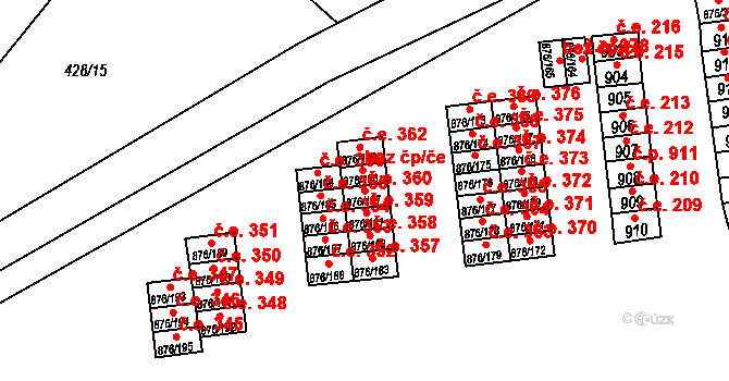 Postoloprty 360 na parcele st. 876/197 v KÚ Postoloprty, Katastrální mapa