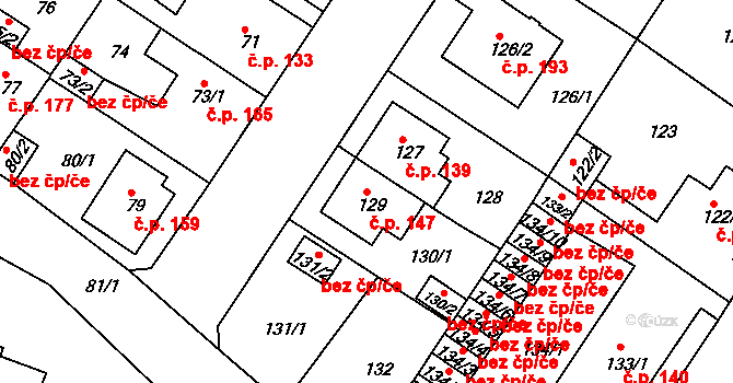 Prosetice 147, Teplice na parcele st. 129 v KÚ Prosetice, Katastrální mapa