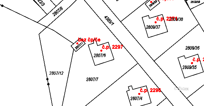 Teplice 2297 na parcele st. 2807/6 v KÚ Teplice, Katastrální mapa