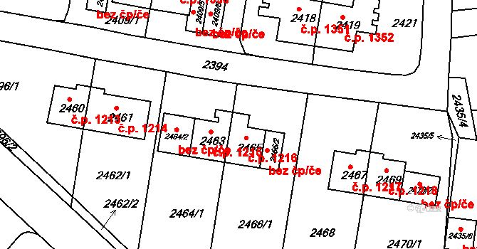 Sokolov 1216 na parcele st. 2465 v KÚ Sokolov, Katastrální mapa