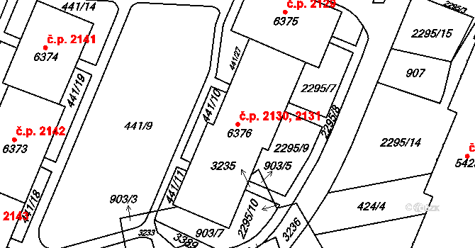 Cheb 2130,2131 na parcele st. 6376 v KÚ Cheb, Katastrální mapa