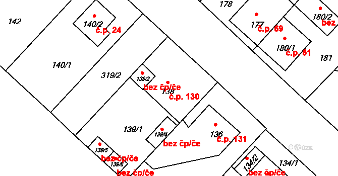 Miškovice 130, Praha na parcele st. 138 v KÚ Miškovice, Katastrální mapa