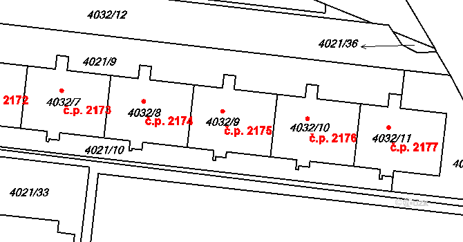Strašnice 2175, Praha na parcele st. 4032/9 v KÚ Strašnice, Katastrální mapa