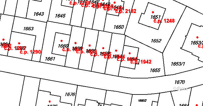 Záběhlice 1944, Praha na parcele st. 1657 v KÚ Záběhlice, Katastrální mapa