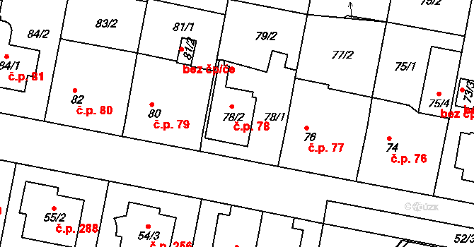 Horní Měcholupy 78, Praha na parcele st. 78/2 v KÚ Horní Měcholupy, Katastrální mapa