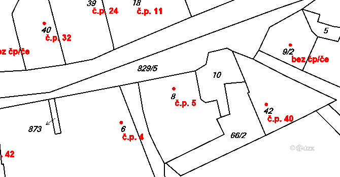 Chramosty 5, Dublovice na parcele st. 8 v KÚ Chramosty, Katastrální mapa