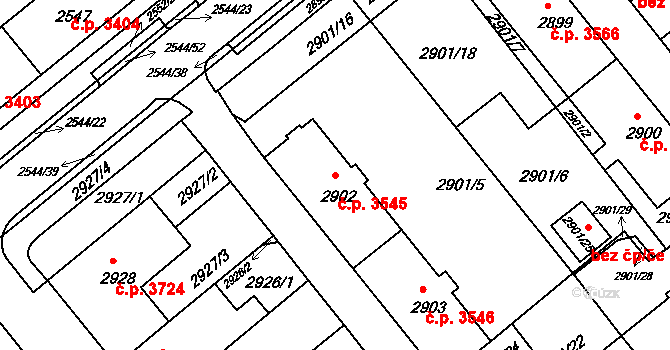 Chomutov 3545 na parcele st. 2902 v KÚ Chomutov II, Katastrální mapa