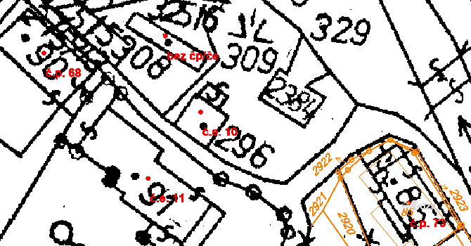 Žibřidice 10, Křižany na parcele st. 296 v KÚ Žibřidice, Katastrální mapa