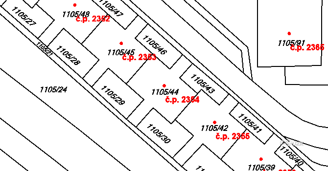 Mizerov 2354, Karviná na parcele st. 1105/44 v KÚ Karviná-město, Katastrální mapa