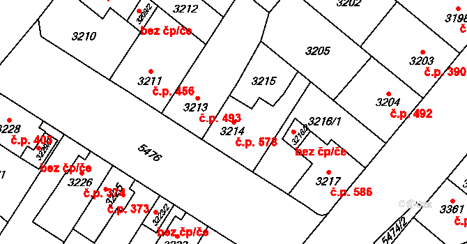 Lobzy 578, Plzeň na parcele st. 3214 v KÚ Plzeň, Katastrální mapa