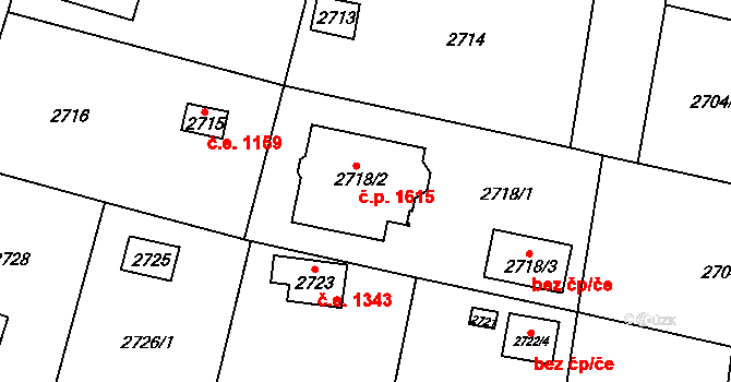 Černošice 1615 na parcele st. 2718/2 v KÚ Černošice, Katastrální mapa