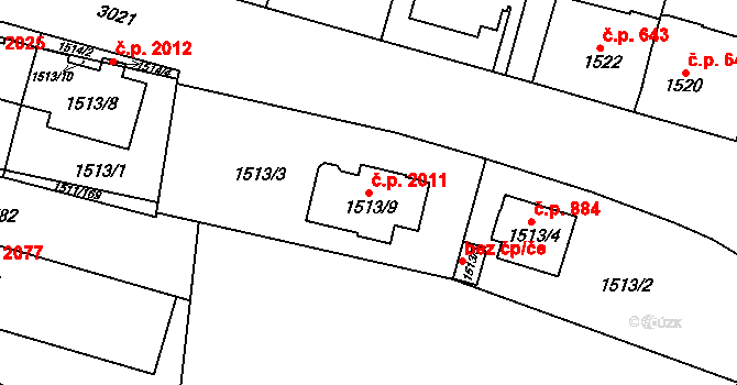 Bolevec 2011, Plzeň na parcele st. 1513/9 v KÚ Bolevec, Katastrální mapa