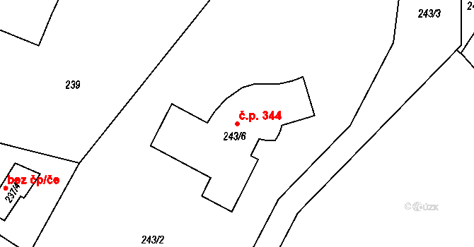 Proskovice 344, Ostrava na parcele st. 243/6 v KÚ Proskovice, Katastrální mapa